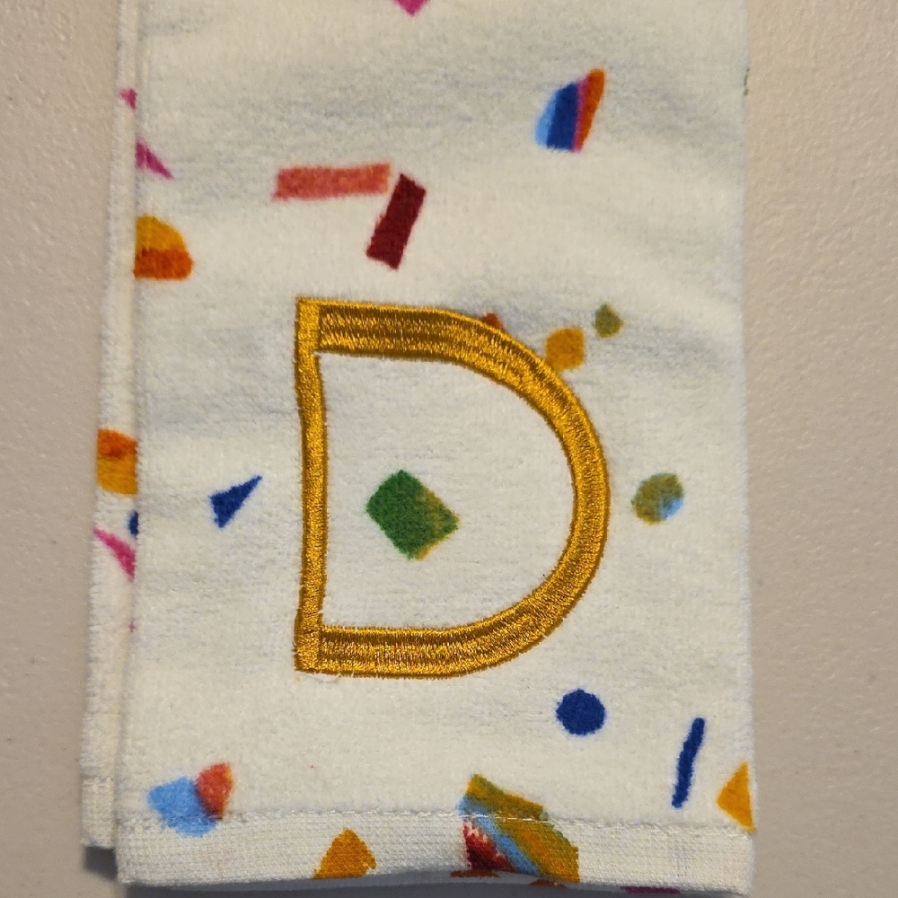 OPALHOUSE Monogram Letter "D" Hand Towel 100% Cotton Festive Party 15” x 25” NWT